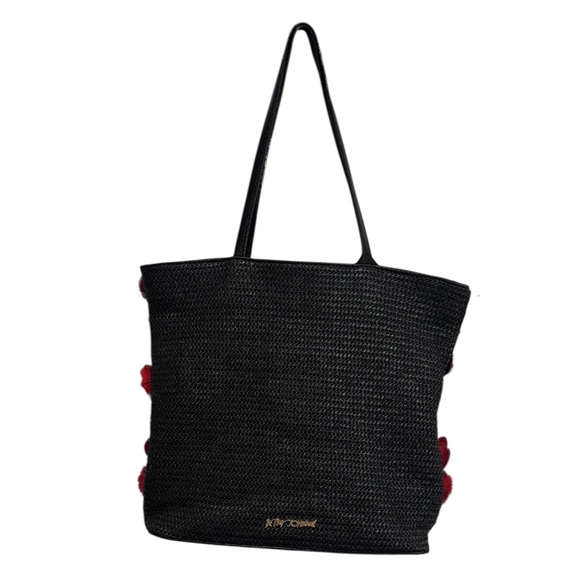 Betsey Johnson Black Woven Tote Shoulder Bag - Picture 2 of 8